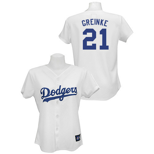 Zack Greinke #21 mlb Jersey-L A Dodgers Women's Authentic Home White Baseball Jersey